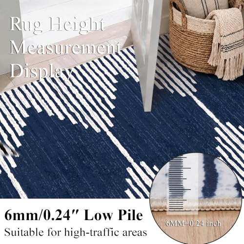 HelloTree Modern Geometric Area Rug Navy 5' x 7' for Living Room