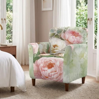 Pink Peony Bloom Stretch Armchair Slipcover for Living Room Furniture