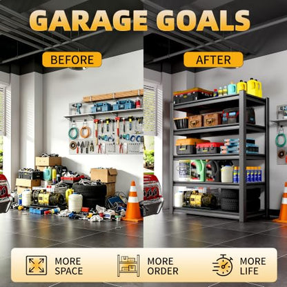 40-Inch Garage Shelving Unit with 5 Steel Adjustable Shelves – Heavy-Duty Storage Rack