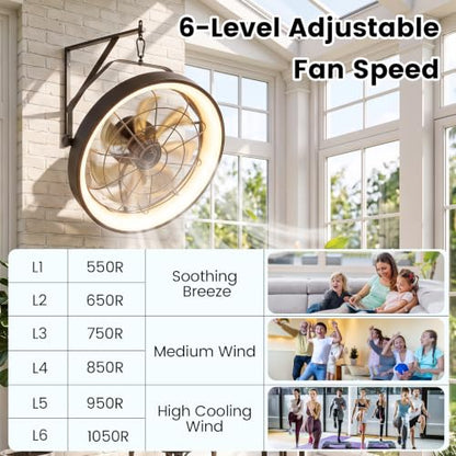 20-Inch Wall Mounted Fan with Dimmable LED Light, 6-Speed & Timer - Variation of THIS listing