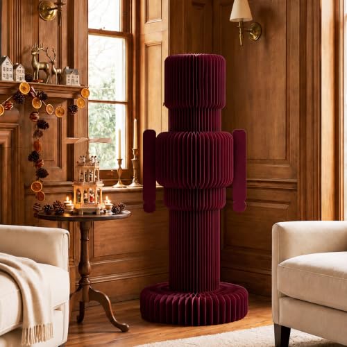 Large Burgundy Red Paper Nutcracker Christmas Honeycomb Decor - Variation of THIS listing