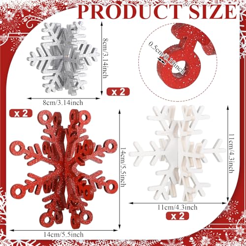 Yousoontic 12-Piece 3D Wooden Snowflake Decor Set - Red & White Table Centerpieces
