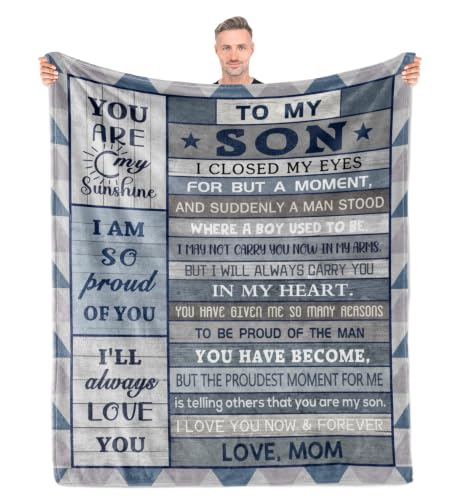 Son Gift Blanket 80x60 Inches - Cozy Flannel Throw for Graduation, Birthday, Christmas