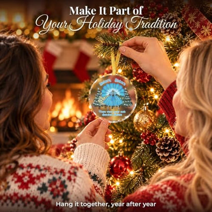 Gossby Sister Keepsake Ornament - Round Crystal Glass, Multi Color, 3.1 Inch