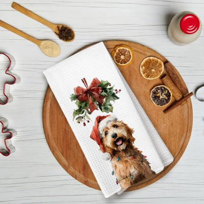 Christmas Goldendoodle Kitchen Dish Towels Set of 2 - Goldendoodle-4