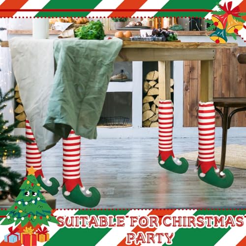Christmas Chair Leg Covers Set of 4 Non-Slip Elf Design Furniture Socks