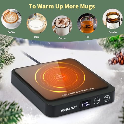 Matte Black Coffee Mug Warmer & 15oz Mug Set for Desk - Smart Temperature Control
