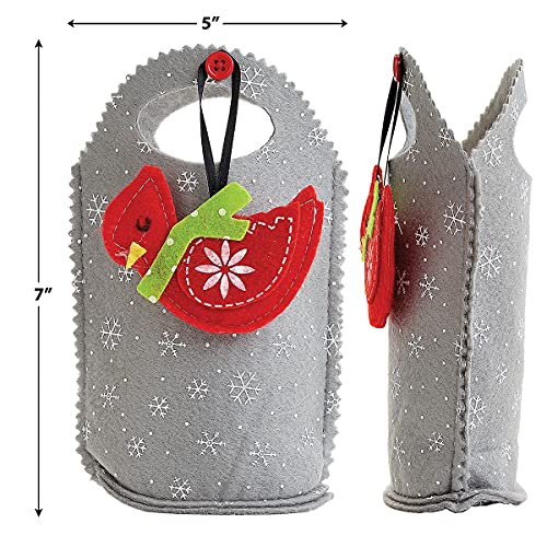 Cardinal Felt Treat Bags Christmas Ornament Set of 5 - Holiday Gift Bags for Kids & Teachers - Cardinal2