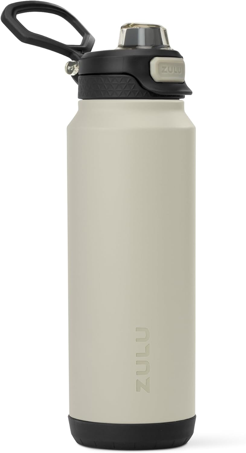 ZULU Powerfill Pro 32oz Stainless Steel Water Bottle - Quick Fill Lid, Triple Walled Insulation, Leak Proof, Ash