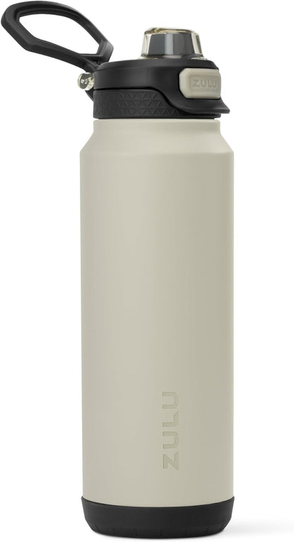 ZULU Powerfill Pro 32oz Stainless Steel Water Bottle - Quick Fill Lid, Triple Walled Insulation, Leak Proof, Ash