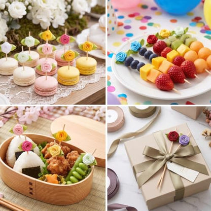 Flower Rose Bamboo Picks 100PCS Colorful Skewers for Cupcakes & Crafts - Variation of THIS listing