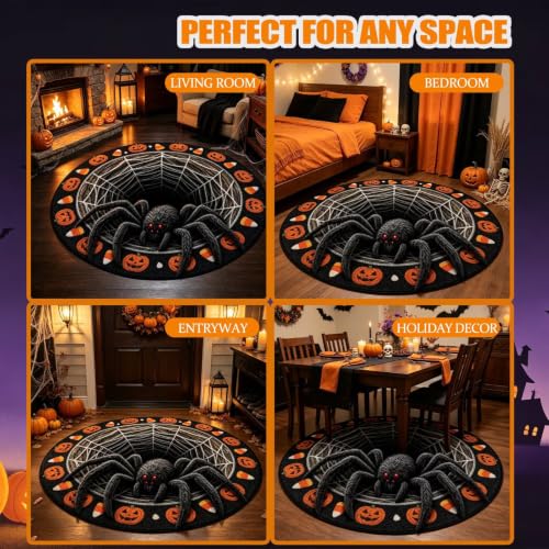 Halloween Optical Illusion Skeleton Vortex Rug 4'7" Round - Cheuinr