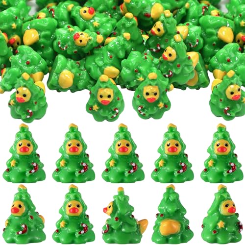 120 Pcs Christmas Resin Duck Figurines for Miniature Gardens & Crafts - Green Variant