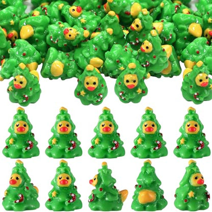 120 Pcs Christmas Resin Duck Figurines for Miniature Gardens & Crafts - Green Variant