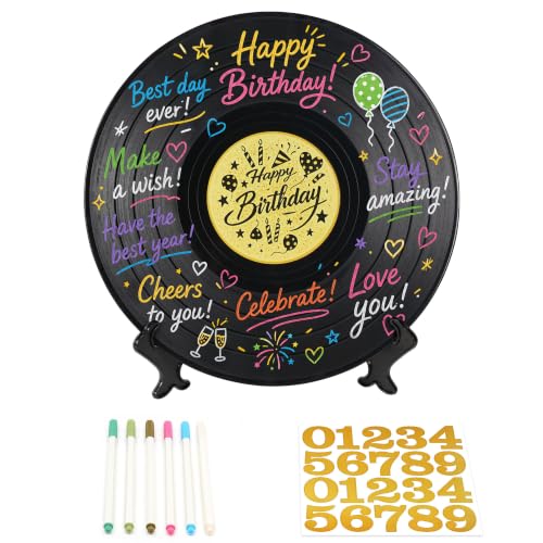 Vienrose Vinyl Record Guest Book Alternative - Black, 11.8 Inch Birthday Keepsake