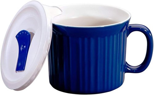Corningware 20-Ounce Oven Safe Meal Mug - Vented Lid in Blueberry | Perfect for Easy Meal Prep
