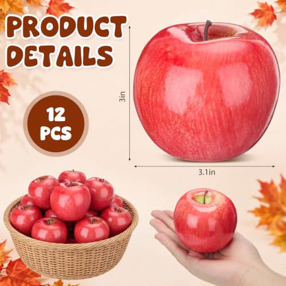 Artificial Red Apples 12-Pack for Home Decor and Events