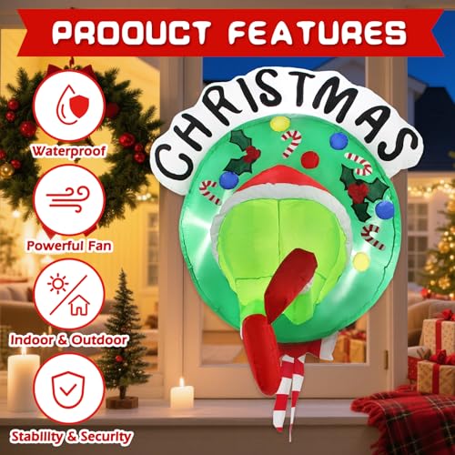 LETIME 3.5FT Green Ugly Monster Christmas Inflatable Outdoor Decoration