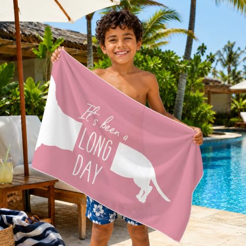 Funny Pink Dachshund Beach Towel Gifts for Dog Lovers - Pink Long Day 30x60in