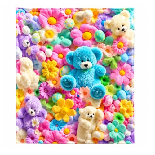 Teddy Pastel Floral Print Blanket - 52x60 Inches Cozy Throw for Home