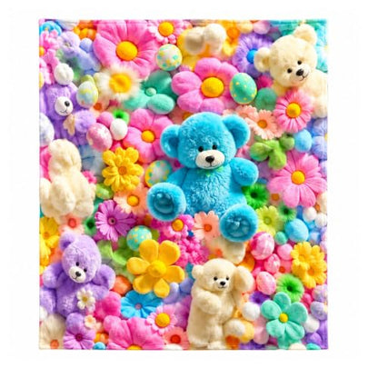 Teddy Pastel Floral Print Blanket - 52x60 Inches Cozy Throw for Home