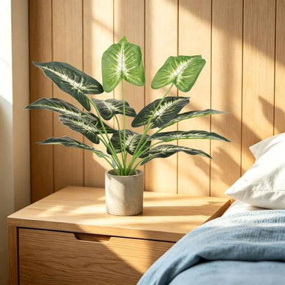 Artificial Plant Set with Concrete-Style Pots - 2 Large Tropical & 4 Mini Succulents