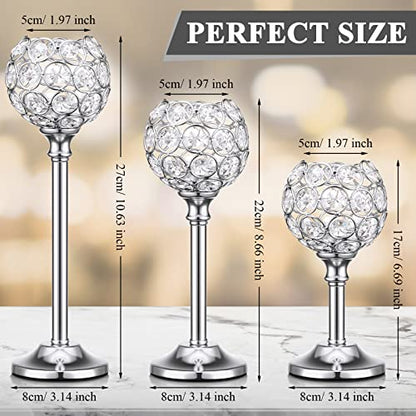 12 Pack Silver Crystal Candle Holders - Tealight Holders, Stylish Decor