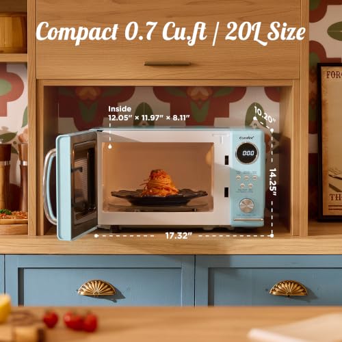 Retro Countertop Microwave Oven 0.7 Cu Ft 700W Green - Compact Kitchen Appliance