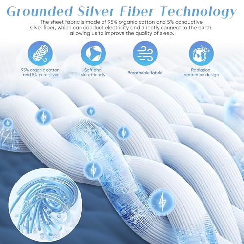 King Size Grounding Sheets Organic Cotton Silver Fiber Earth Connected Bedding