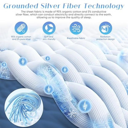 King Size Grounding Sheets Organic Cotton Silver Fiber Earth Connected Bedding