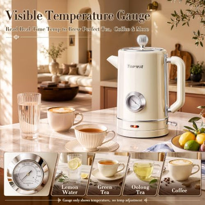Electric Kettle 1.8L with Thermometer, Stainless Steel Tea Kettle