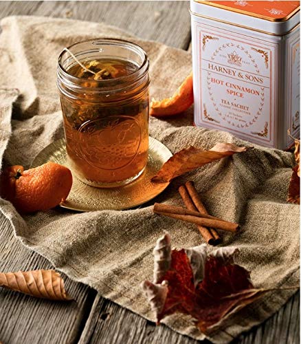 Harney & Son's Mothers Day Hot Cinnamon Spice Tea Gift Set (2 Pack, 20 Sachets Ea.) - Black Tea Blended with Cinnamon, Orange, & Sweet Cloves - Caffeinated, Medium Bodied Brew - Each Tin 1.4oz