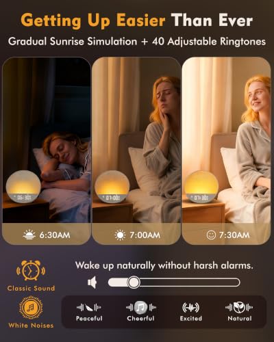 Sunrise Alarm Clock with Sound Machine Bluetooth Speaker Remote Putty