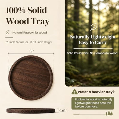 12 Inch Solid Wood Rustic Farmhouse Serving Tray