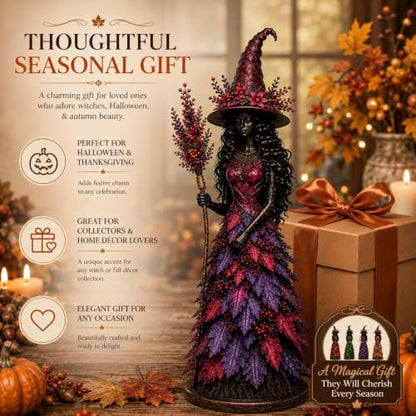 Large Midnight Bloom Witch Enchanted Autumn Resin Figurine - Fall Decor