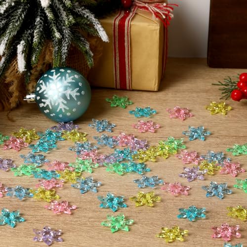 Multicolor Snowflake Vase Filler Crystals - 240pcs Acrylic Christmas Decorations