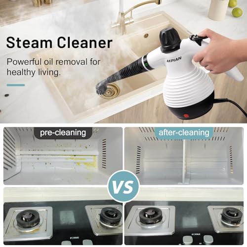 White Handheld Steam Cleaner for Home Cleaning with 10 Accessories