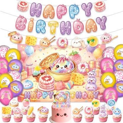 Squishy Birthday Party Decorations Kit with Banners, Balloons, Cake & Cupcake Toppers