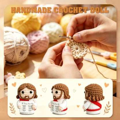 Positive Crochet Jesus Plush Doll Religious Gift for Women & Faith