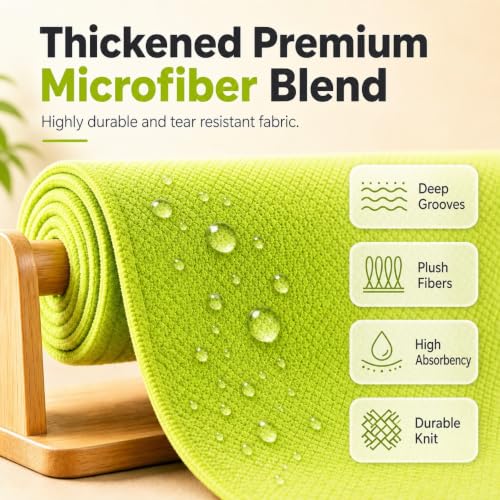 Reusable Microfiber Cleaning Cloths Roll - 20 Green Tear-Off Towels