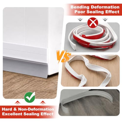 9 Pack Adjustable Door Draft Stopper Seals - White Weather Stripping for Bottom of Doors