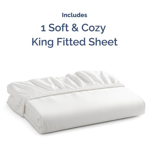 King Fitted Bed Sheet - Bottom Single Fitted Sheet Only - Ultra-Soft Hotel Luxury Bedding w/ 8-16 Inch Deep Pockets - Breathable, Cooling & Wrinkle Free - Easy-Care, Fade & Shrink Resistant - White