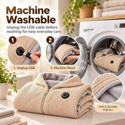 Rechargeable Heated Shawl Wrap for Women with 3 Heat Settings - Fast Heating & USB Powered (Variation A)