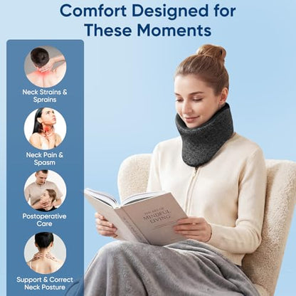 Neck Brace Cervical Collar for Neck Support & Travel Pillow - Dark Gray