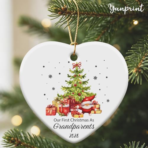 First Time Grandparents Gift Ceramic Christmas Ornament - Baby Announcement 2026