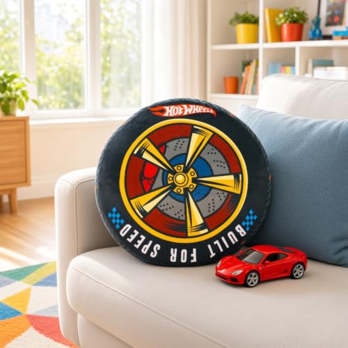 Kids Travel Pillow with Hot Wheels Race Car Design - 14-Inch Support Cushion