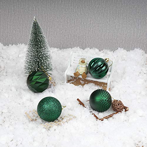 Christmas Tree Ornaments Set - Shatterproof Dark Green Baubles for Holiday Decor 60mm