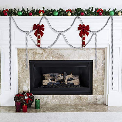 12 Feet Wooden Bead Garland for Christmas Tree Decor - Silver Gray
