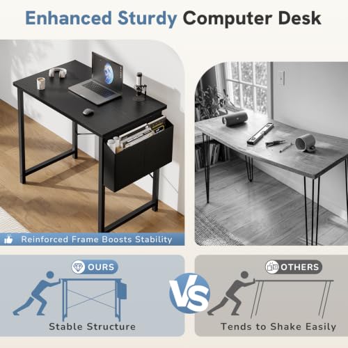 DUMOS 31-Inch Small Computer Desk - Black Home Office & Gaming Table