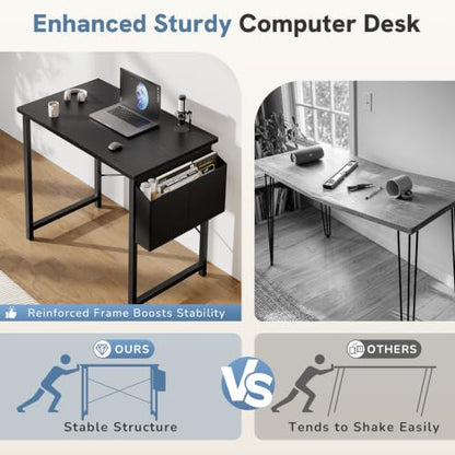 DUMOS 31-Inch Small Computer Desk - Black Home Office & Gaming Table